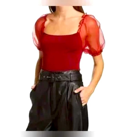 ASTR the Label NWT Darling Sheer Puff Sleeve Bodysuit - Picture 2 of 6